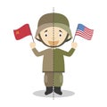 Cold War soldiers cartoon character. Vector Illustration.