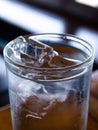 Cold water glass with ice cubes, Water drops, Close up & Macro shot, Selective focus, Healthy Drink concept Royalty Free Stock Photo