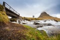 Cold water in Iceland. Waterfall in rocky mountains. Fresh and g Royalty Free Stock Photo