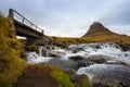 Cold water in Iceland. Waterfall in rocky mountains. Fresh and g Royalty Free Stock Photo