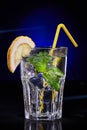 Cold Water with Mint, Lemon and Straw