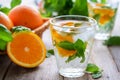 Cold water with orange and basil Royalty Free Stock Photo