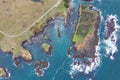 Aerial View of Rocky Coastline in Mendocino, California Royalty Free Stock Photo