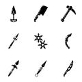 Cold weapon icons set, simple style