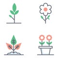 Spring Flowers flat Icons Pack Royalty Free Stock Photo