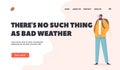 Cold Weather Landing Page Template. Male Character Wear Warm Winter Clothes and Hat Freezing, Low Wintertime Temperature