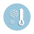 Cold weather thermometer icon in badge style. One of New year collection icon can be used for UI, UX Royalty Free Stock Photo