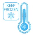 Cold weather thermometer icon with banner illustration isolated on white background. Flat web design element for website Royalty Free Stock Photo
