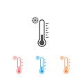 Cold weather thermometer icon set vector illustration on white background. Flat web design element for website, app or Royalty Free Stock Photo