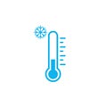 Cold weather thermometer icon vector illustration on white background. Flat web design element for website, app or Royalty Free Stock Photo