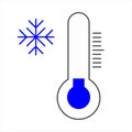 Cold weather thermometer icon vector illustration on white background. Flat web design element for website, app or infographics Royalty Free Stock Photo