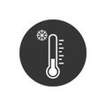 Cold weather thermometer icon vector illustration white on gray background. Flat web design element for website, app or Royalty Free Stock Photo