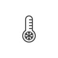 Cold weather thermometer line icon