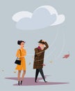 Cold windy weather flat vector illustration