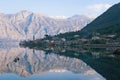 Cold winter day in Montenegro. View of Kotor Bay of Adriatic Sea Royalty Free Stock Photo