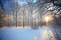 Cold winter forest landscape snow russia Royalty Free Stock Photo