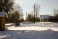 Winter with lots of snow in Russian countryside