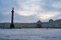 Cold winter morning on the Palace Square in Saint Petersburg Royalty Free Stock Photo