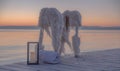 The cold winter morning at the round pier Royalty Free Stock Photo