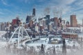 Cold Winter morning Walterdale bridge and downtown Edmonton  Alberta Canada Royalty Free Stock Photo