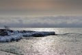 Cold Winter Sunrise on Lake Superior Royalty Free Stock Photo