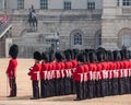 Coldstream Guards at the Trooping the Colour, military ceremony at Horse Guards Parade, London, UK.