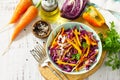 Cole Slaw. Cabbage salad in a bowl on a wooden table. Royalty Free Stock Photo