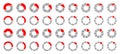 Set Of Different Pie Charts Arrows Gray And Red