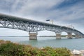 Coleman Bridge in Yorktown Virginia over the York river against the blue sky Royalty Free Stock Photo