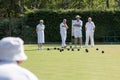 COLEMAN'S HATCH, SUSSEX/UK - JUNE 27 : Lawn bowls match at Colem Royalty Free Stock Photo