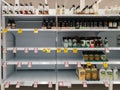 Woolworths supermarket empty hand wash soap shelves amid coronavirus fears and panic buying Royalty Free Stock Photo