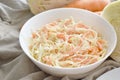 Coleslaw salad with cabbage and carrot. Healthy and dietary food concept.