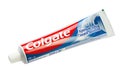 Colgate strong teeth fresh breath tooth paste on white background. Colgate is a brand of toothpaste produced by Colgate-Palmolive Royalty Free Stock Photo