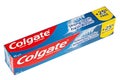 Colgate strong teeth fresh breath tooth paste on white background. Colgate is a brand of toothpaste produced by Colgate-Palmolive