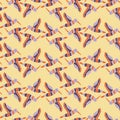 Colibri bird seamless pattern in mid century style. Perfect retro print for tee, paper, fabric, textile. Hand drawn illustration Royalty Free Stock Photo