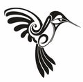 Colibri logo design. Bird symbol.Tattoo tribal black bird