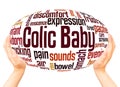 Colic baby word cloud hand sphere concept