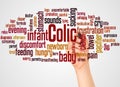 Colic infant word cloud and hand with marker concept