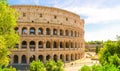 Coliseum Amphitheatrum Flavium or Colosseo, Rome, Italy.