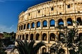 The Coliseum close view in a sunny summer day, Rome, Italy Royalty Free Stock Photo
