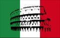 Coliseum and flag of Italy