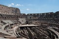 He Coliseum on the inside, Roman architecture with stones. Ancient and historical monument in Europe. Colosseum.