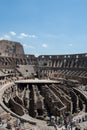 He Coliseum on the inside, Roman architecture with stones.  Ancient and historical monument in Europe. Colosseum. Royalty Free Stock Photo