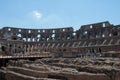 He Coliseum on the inside, Roman architecture with stones. Ancient and historical monument in Europe. Colosseum.