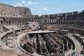 He Coliseum on the inside, Roman architecture with stones. Ancient and historical monument in Europe. Colosseum.