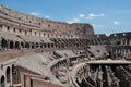 He Coliseum on the inside, Roman architecture with stones. Ancient and historical monument in Europe. Colosseum.