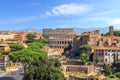 Coliseum and Roman Forum view from the Altar of the Fatherland, Rome, Italy Royalty Free Stock Photo