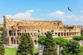 Coliseum in Rome and the Arch of Constantine, summer view, Italy Royalty Free Stock Photo