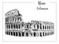 Coliseum. Rome architectural symbol. Beautiful hand drawn vector sketch illustration. Italy. isolated on white