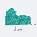 Coliseum, Rome. One line vector illustration.